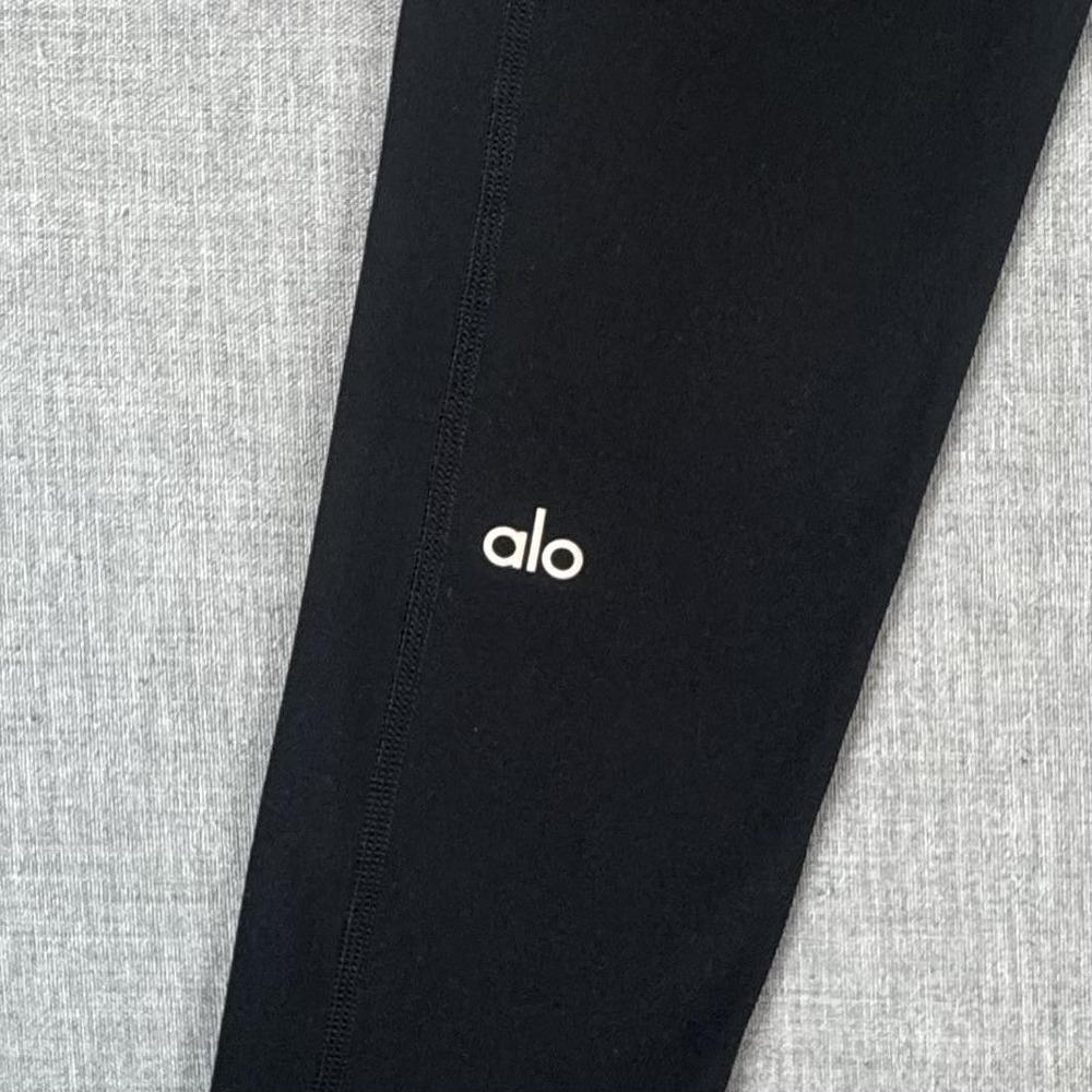 Alo Yoga 7/8 Airlift High-Waist Leggings Womens XS Black Ankle Ribbed Cuff Pants - Picture 3 of 10